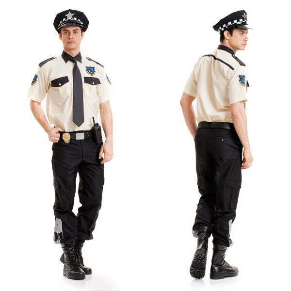 Özel Güvenlik Gömleği Krem Kısakol Kravat Yaka Modelli Omuz Biyeli Komando Cepli Pantolon